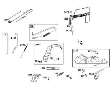 Controls Group Diagram and Parts List for 40N877-0070-B5  Briggs and Stratton Engine